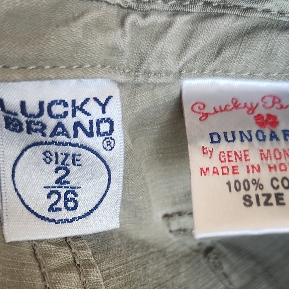 VTG Lucky Brand Dungarees Cargo Capri Pants Size 2 / 26 100% Cotton Y2K Utility - Picture 5 of 7